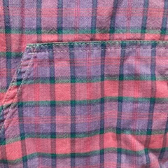 LL Bean Pink and Purple Flannel Lightweight Hoodie Size XS/Small - Picture 4 of 6